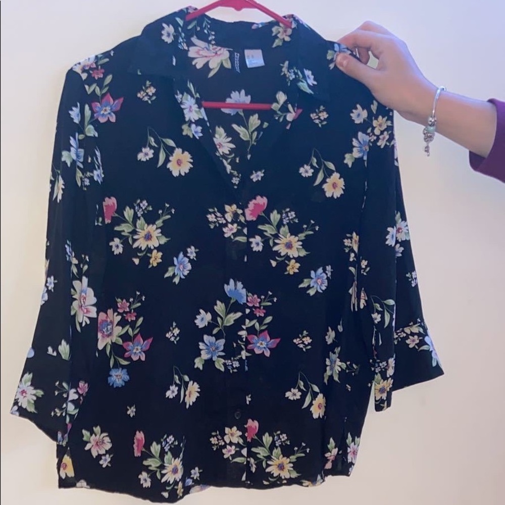 Womens floral blouse navy